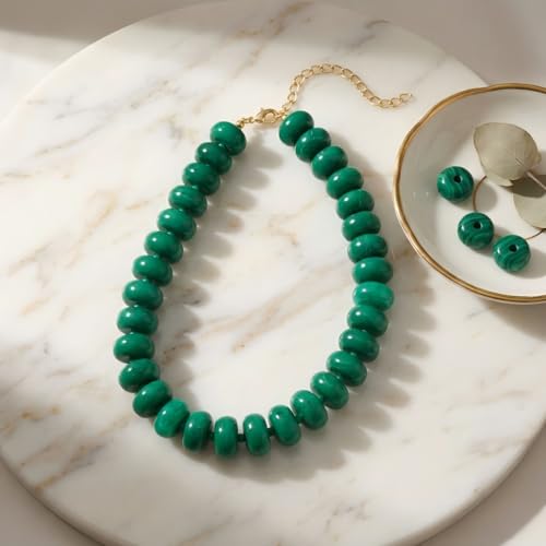 Multi-Color Chunky Beaded Necklace for Women, Vibrant Acrylic Candy Bead Choker Necklace with Adjustable Stainless Steel Clasp, Summer Statement Jewelry for Festivals - color: Green
