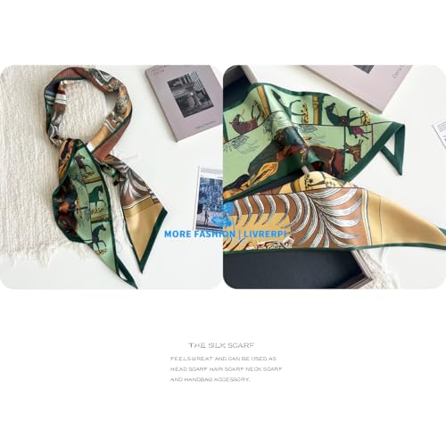 Hair Head Neck Bag Long Scarf Versatile Wrap for Women Soft & Lightweight for Everyday Chic - color: 116 Horse Green 5.12 X 59 Inch