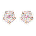 CiNily Flower Earrings,Opal Stud Earrings Sterling Silver or White Gold/Rose Gold Plated Ladies Flower Stud Earrings Cute Unique Earrings for Girls - color: pink