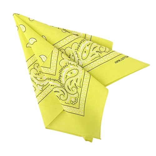Motique Accessories 22 Inch Cotton Paisley Bandana - color: Bright Yellow