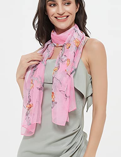 PANTONIGHT Long Chiffon Fashion Scarf Lightweight Chiffon Sheer for women - color: Pink 742