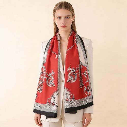 Silk Scarf Mulberry Silk Fashion Scarves Long Lightweight Shawl Wrap … - color: W02