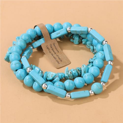 3Pcs Natural Stone Bracelets for Women 8mm Crystal Beaded Bracelets Handmade Stretch Bracelet Healing Crystal Jewelry for Women - style: Turquoise bracelets