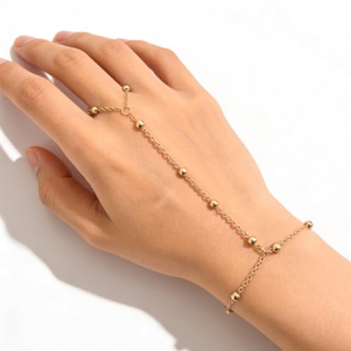 5PCS Hand Chain Bracelets for Women Ring Bracelet Adjustable Gold Bracelets Summer Jewelry Accessories for Women