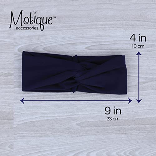 Motique Accessories Navy Solid Twist Turband Headwrap Hair Band for Women - color: Midnight Blue