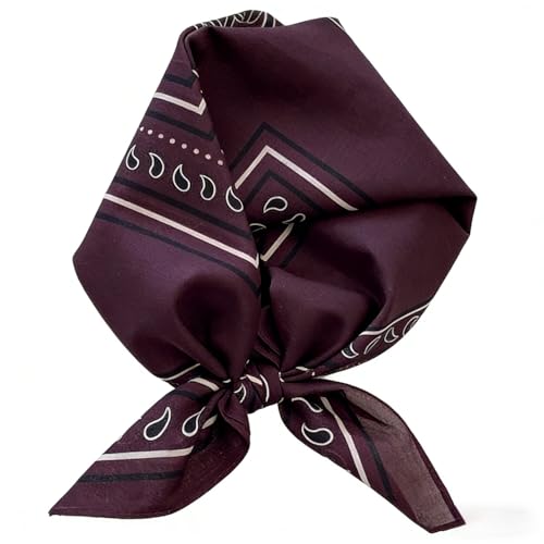 21 x 21 Inch Cotton Bandana for Women and Men,Soft Breathable Head Scarf, Multi-purpose Headband, Hair Scarf - color: Waistband Frame Burgundy-un09