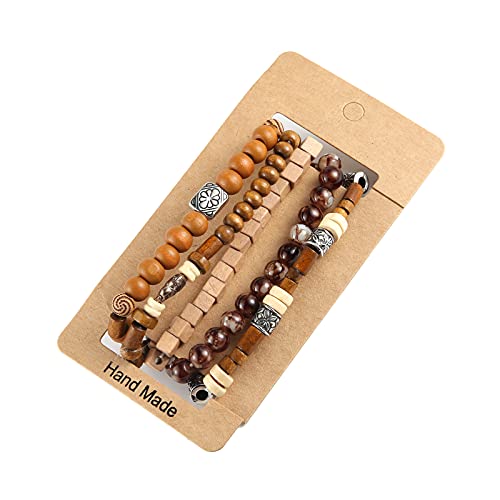 HZMAN Wrap Bracelets Men Women, Hemp Cords Wood Beads Ethnic Tribal Bracelets, Leather Wristbands - style: Elephant