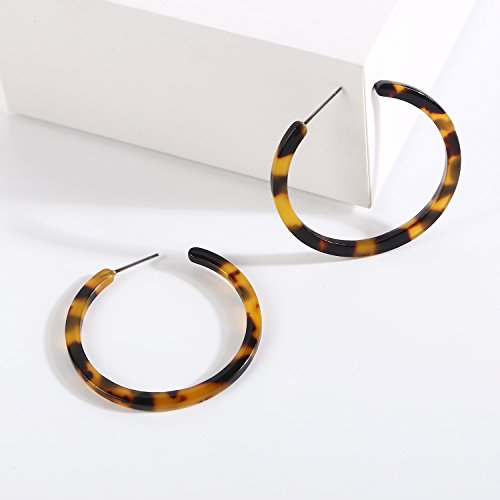 BaubleStar Tortoise Shell Resin Hoop Earrings Fashion Jewelry - color: Tortoise