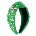 PANTIDE Golf Jeweled Knotted Headband - Golf Club Ball Pearl Rhinestone Embellished Headband Non Slip Wide Top Knot Costume Hairband Hair Accessories Sport Party Birthday Gift for Women Girls (Green) - color: Green Golf