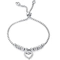 Jude Jewelers Stainless Steel Heart Charm Adjustable Size Beaded Strand Style Wedding Statement Holiday Bracelet - color: Silver