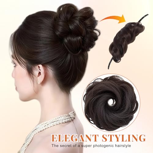 erioctry Hair Bun Maker Donut Shaped Hair Tool for Chignon Updo Lazy Hair Styling Accessory Dark Brown
