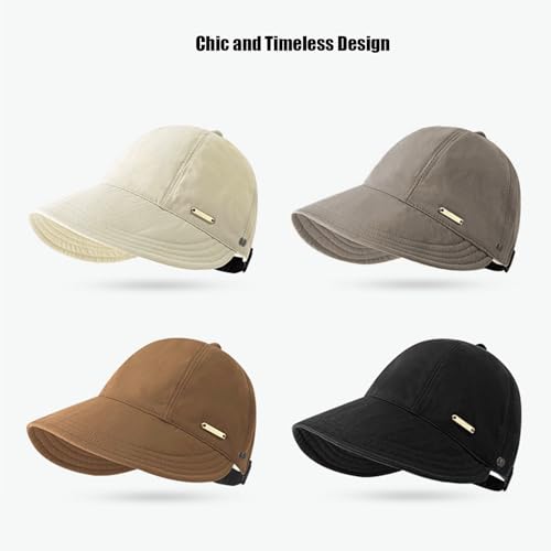 huablo]UPF 50+Womens Sun Hat UV Protection Hiking Fishing Hats Wide Brim Hat Adjustable Ponytail Packable Sun Cap - color: Coffee