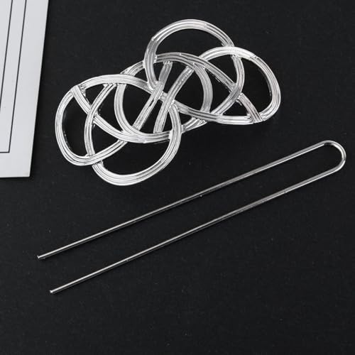FRCOLOR Vintage Hair Bun Holder Clips 2pcs Geometric Hair Cuff Stick Set for Women for Updo Styling and Bun Makers