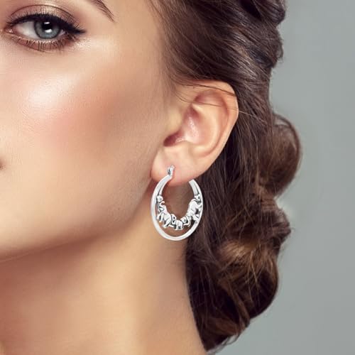 NARMO 925 Sterling Silver Hoop Earrings for Women Hypoallergenic Lightweight Simple Huggie Hoop Earrings Twisted Hoop Earrings Colorful Cubic Zirconia Hoop Earrings Rainbow Hoop Earrings - color: Elephant Family