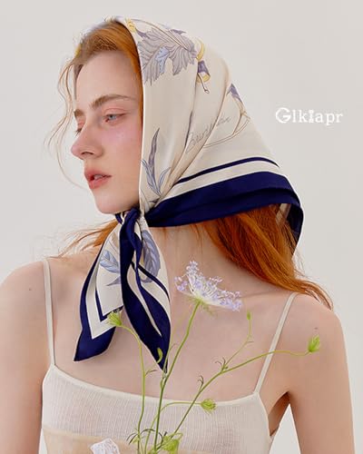 Satin Bandana Headscarf for Women Silky Hair Scarves for Fashion Lightweight - color: 21-noble Bellflower