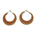 Lightweight Geometric Rattan Earrings for Women Handmade Braid Woven Raffia Straw Wicker Hoop Statement Earrings Summer Jewelry - color: big dark