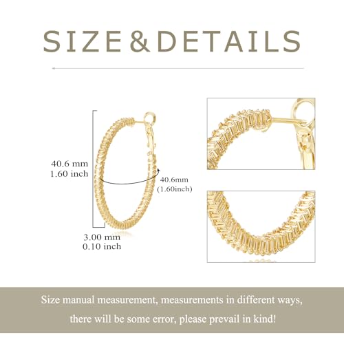 14K Gold Hoop Earrings for Women Gold Earrings for Women 14K gold Hoops Earring Jewelry Gifts - style: Textured Circle