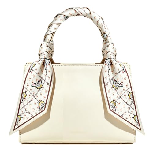 Sumolux Head Hair Scarf for Women Neck Purse Bag Handbags Scarf Like Silk - color: Beige Butterfly