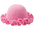 KORADI Womens Crochet Bucket Hat Ruffled Brim Knitted Hats Winter Boho Handmade Caps - color: Pink