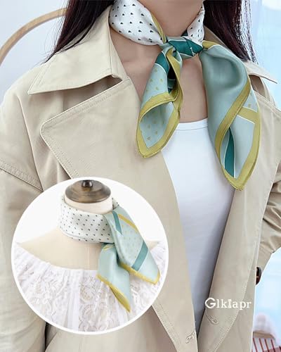 Satin Bandana Headscarf for Women Silky Hair Scarves for Fashion Lightweight - color: 13-green Spots
