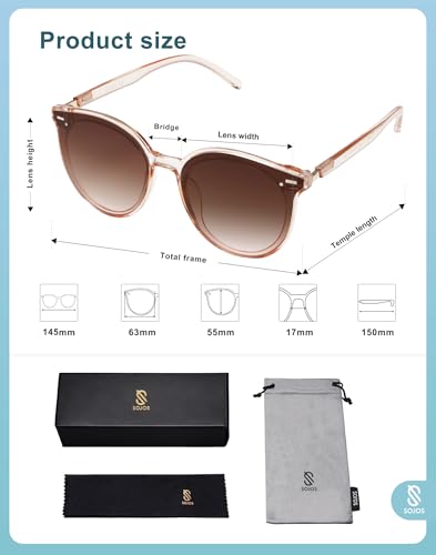 SOJOS Sunglasses Womens Trendy 2025 Classic Round Retro Vintage Shades Large Frame Sunnies SJ2067 - color: Brown
