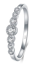 BORUO 925 Sterling Silver Ring, Cubic Zirconia CZ Eternity Engagement Wedding Band Ring