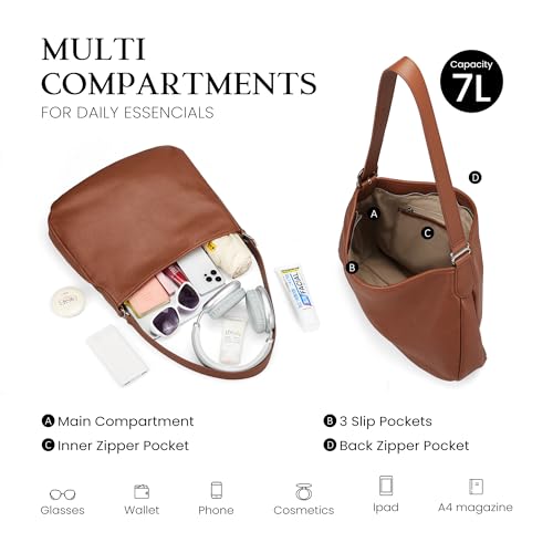 befen Vintage Genuine Leather Satchel Tote Bag for Women, Top Handle Handbags Leather Purse, Large Shoulder Crossbody Bags - color: Brown-a