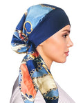 Chemo Headwear for Women Head Scarf Headwraps Silky Soft Turbans for Women Cancer Hats Chemo Beanie Coverings Scarves - color: B Dark Blue Pattern1