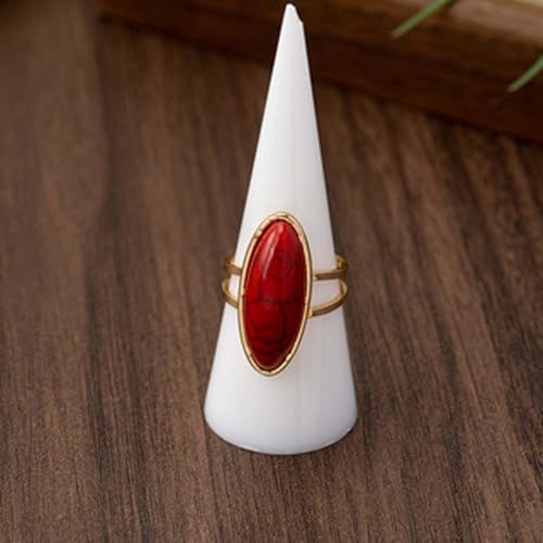 Turquoise Ring Boho Western Jewelry Chunky Thumb Statement Ring Dainty Simple Finger Open Jewelry Gift for Women Boho Dresses Accessories - color: A2:red turquoise rings