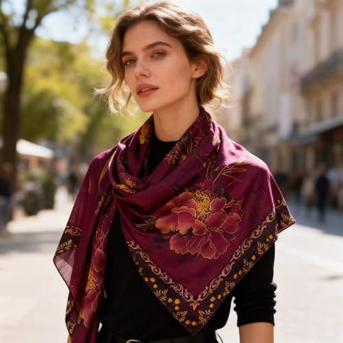 XL 43 Inch Extra Large Square Scarf Fashion Scarves Silk Feeling Hair Scarf Wrapping Scarfs Night Sleeping Headscarf - color: Ba1031
