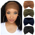 AQOKKA Extra Wide Headbands for Women Large Turban Headband Non Slip Boho Elastic Hairband Hair Twisted Knot Head Bands Accessories - color: 4 Pcs: Coffee, Olive, Navy Blue, Black