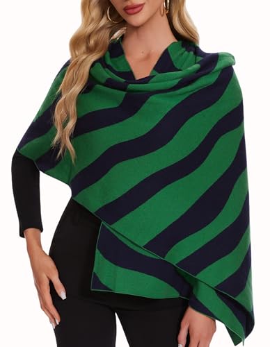 PULI Women's Pashmina Shawl Wraps for Evening Dress Large Scarf Blanket Long Wedding Bridal Winter Warm Shoulder Wrap - color: Wave-jade