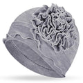 Geyoga Cotton Chemo Headwear Turban for Women Soft Elastic Cancer Hat Cancer Sleep Caps Head Wraps for Women with Hair Loss - color: Grey