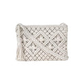 Eiyye Handmade Crochet Purse Boho Cotton Rope Crossbody Shoulder Bag with Tassel Casual Bag for Women - color: Off-white