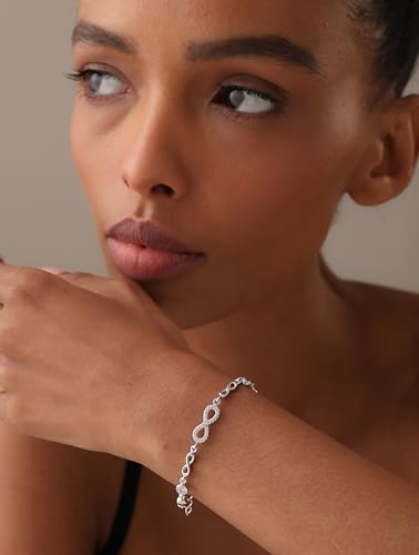 LeCalla 925 Sterling Silver Bracelet Jewelry Gift | Lightweight Italian Design Adjustable Love Bracelet | Link Chain with Lobster Claw Clasp Bracelet for Women Daughter Friendship Bracelet - color: CZ Infinity Love