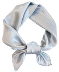 Hioyiwse Satin Square Scarf for Women Solid Color Emulation Silk Handkerchief Hair Ribbon Headband Handbag Purse - color: D13-silver(23.6*23.6inch)