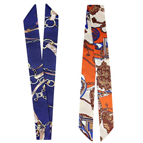 kcctoo 2/6/10Pack Scarf Bags for Women Handbag Scarfs Band Hair Neck Scarves Fashion Gifts - color: 2pcs - Blue