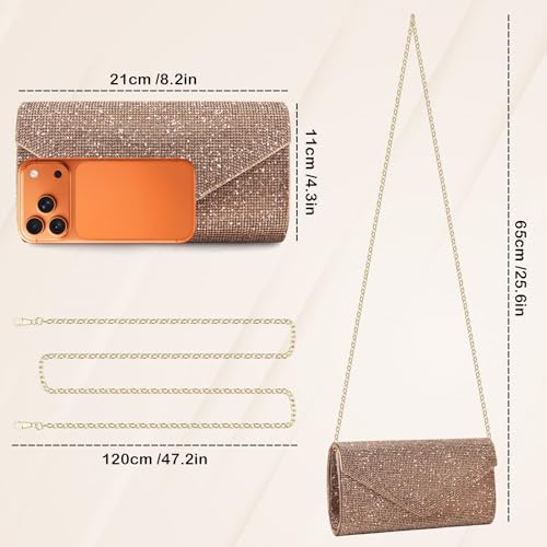 PACETAP Rhinestone Clutch Purses for Women, Sparkly Glitter Evening Bags Handbag for 1920s Party Wedding Prom(Champagne) - color: Rhinestone Champagne