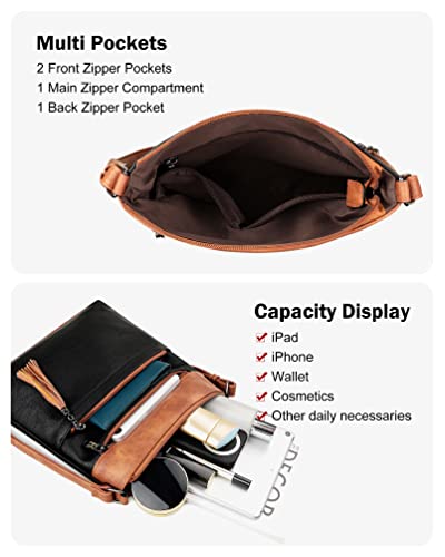MASINTOR Crossbody Purses for Women, Multi Pocket Casual Crossbody Bag, Adjustable Strap Shoulder Bag with Tassel - color: Black Brown