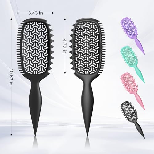 Curl Defining Brush for Thick Coily Hair, Firm-Bristle TPEE Detangling Brush for Coarse 4A–4C Curls, Dual-Sided Wide & Narrow Tooth Brush for Wet & Dry Curl Shaping– Women & Men (2054-Matte Black) - color: 2054-Matte Black