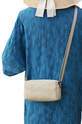 Small Crossbody Bag for Women - color: Straw-off-white