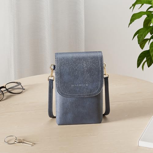 BOSTANTEN Vegan Leather Crossbody Bags for Women Designer Cell Phone Bag Wallet Purses Adjustable Strap - color: A-04-navy Blue