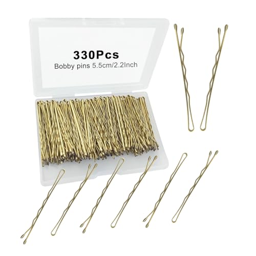 330 PCS 2.2Inch Blonde Bobby Pins for Women Girls, Super Grip Gold Hair Clips with Box, YINGFENG Reusable Non Slip Hair Pins, Suitable for All Hair Types - color: Gold(2.2Inch)