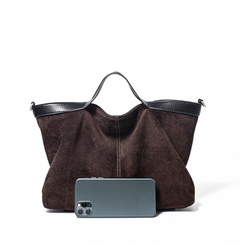 Dreubea Womens Suede Leather Shoulder Handbag Top-handle Crossbody Purse - color: Coffee