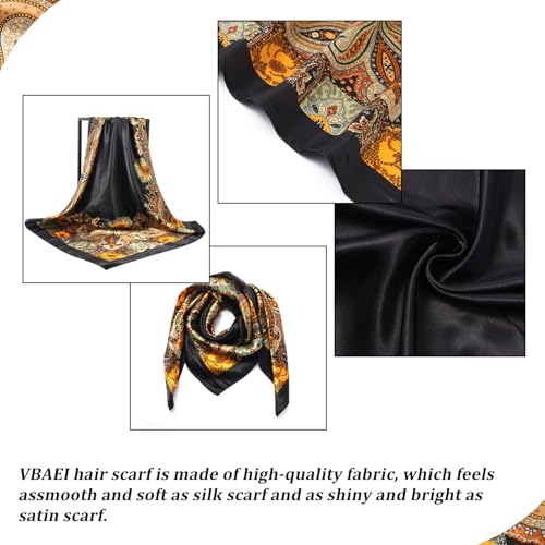 3 Pcs Satin Head Scarves for Women - 35" Satin Hair Scarves Large Square Silk Like Scarves & Bandanas - color: Black,deep Green,pink