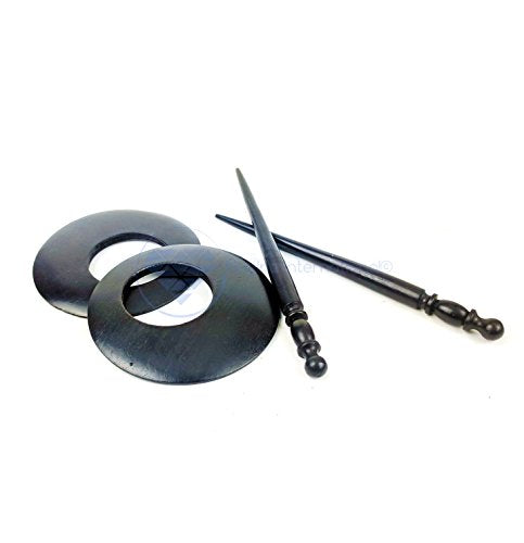 Nagina International Premium Vintage Polished Wooden Shawl Pins | Hair Barrettes & Hair Clip | Personal & Beauty Care Accessories | (Bat Black) - color: Bat Black