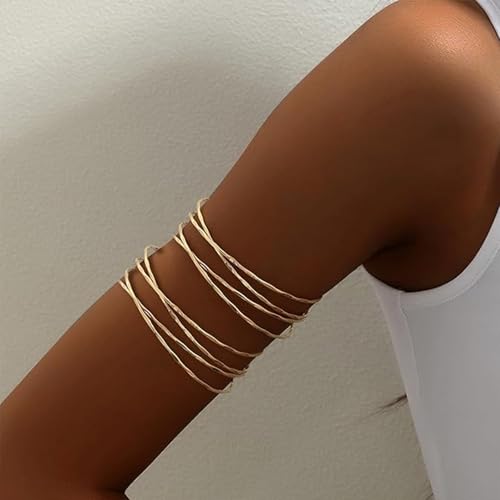 Arm Cuff Gold Arm Bracelet Handmade Upper Jewelry for Women Adjustable Bangle Armband Open Wrist Bracelets Greek Goddess Costume Halloween Costume - color: G:TwistGold-2pcs
