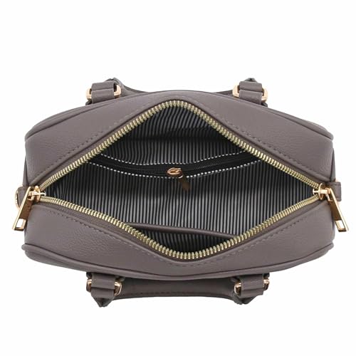 FashionPuzzle Mini PU Leather Satchel Purse Top Handle Crossbody Bag - color: Grey