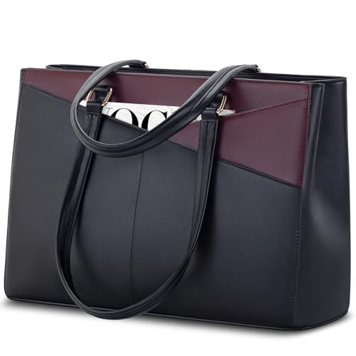 LOVEVOOK Laptop Tote Bag for Women, Office Work Bag Briefcase fit for 15.6 inch Laptop, Large Capacity Teacher Computer Bag Handbag Black/Purple - color: Black/Purple 15.6 Inch, size: 15.6 inch