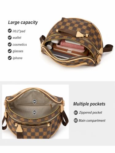 Crossbody Purse for Women Small Crossbody Bags Trendy Vegan Leather with Adjustable Shoulder Straps Gift for Mother Wife Mom - color: Coffee Checkered